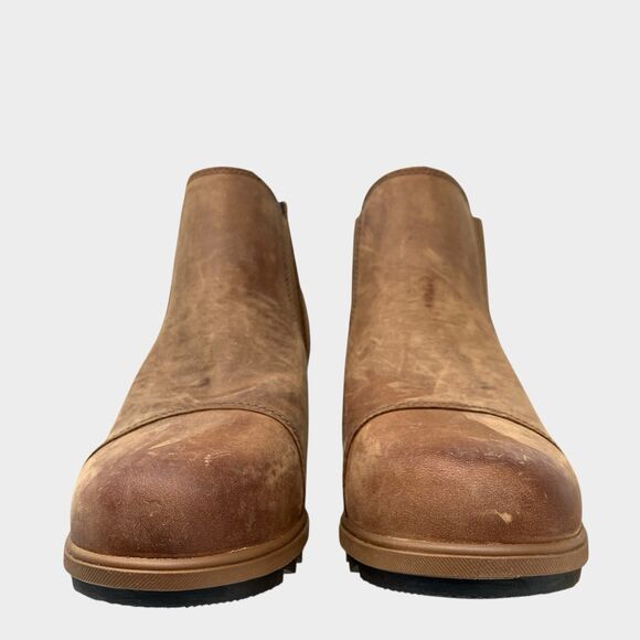 Sorel Chelsea Wedge Boots 7.5 Evie Brown Pull On Casual Heels - Picture 2 of 9